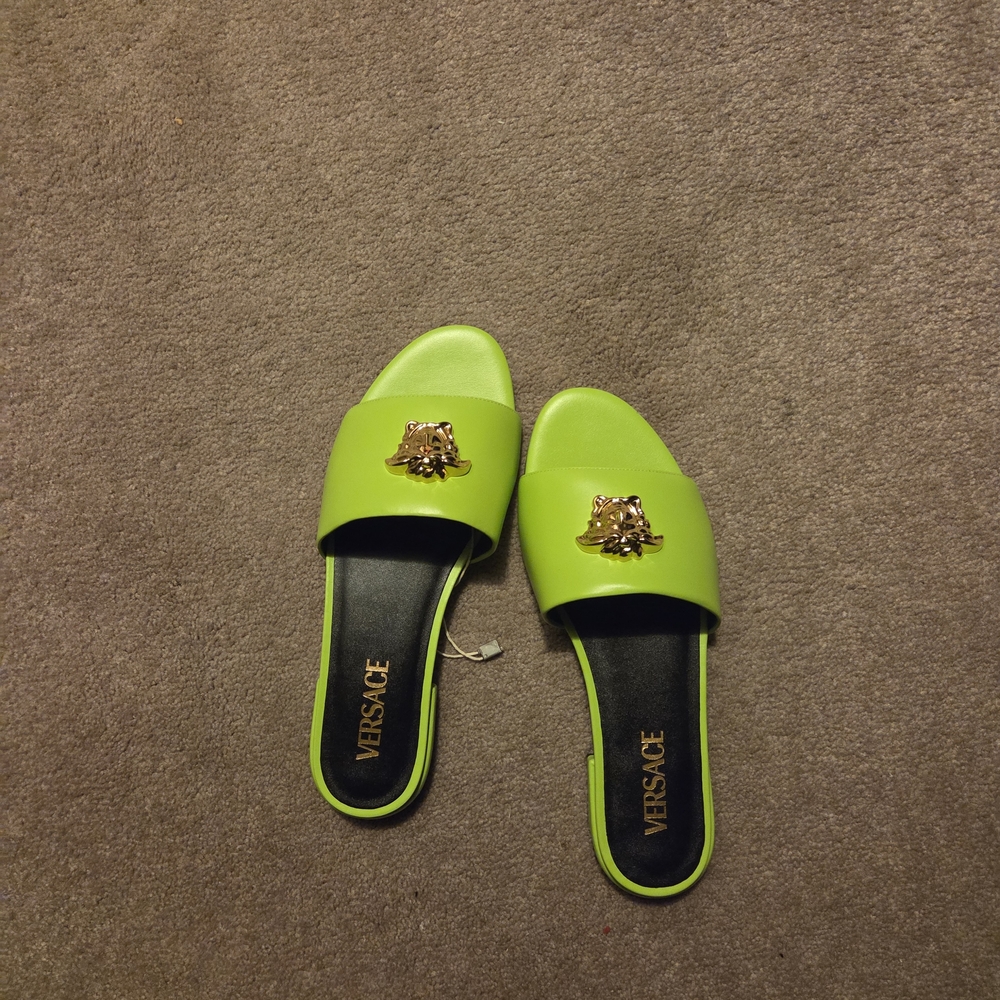 Versace Women's Green Slide Sandals